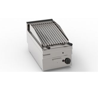 Tecnoinox 123031 Gas Lavastone Grill Top With V Shaped Stainless Steel Grid-35x65x28cm/h